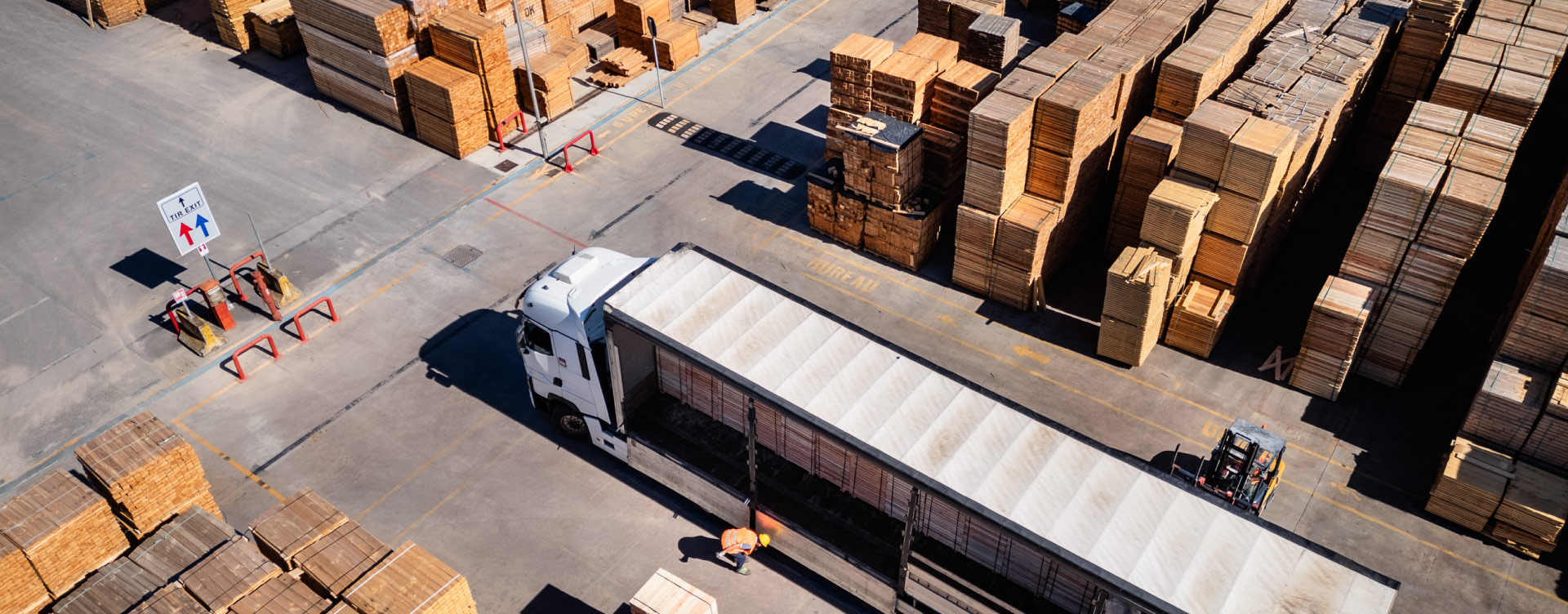 Logistics area with pallets