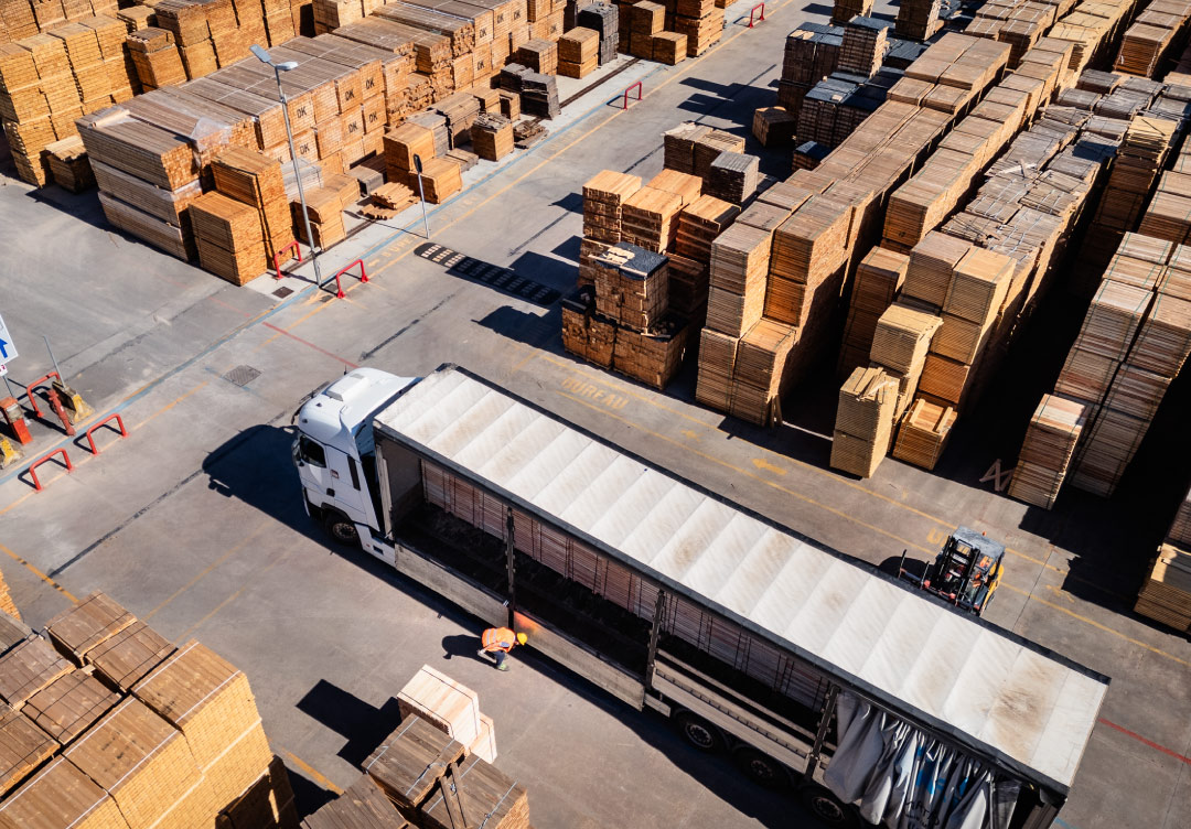 Logistics area with pallets