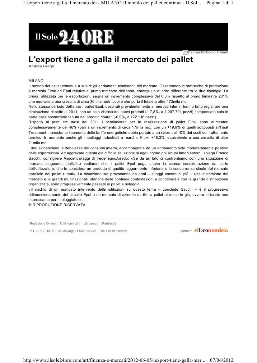 Deciso intervento del Presidente del Gruppo Produttori Pallet di Assoimballaggi in difesa del circuito Epal